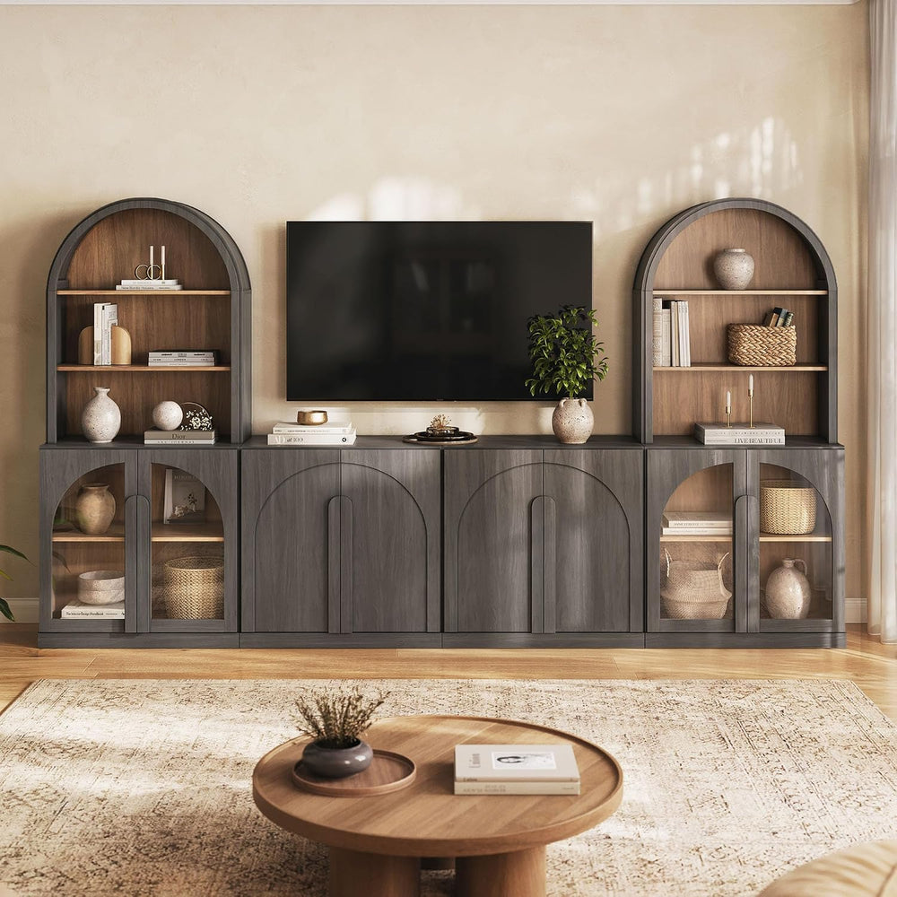 BELLEZE Bijou 126" Wall Unit 6-Piece Modular TV Stand - Ebony