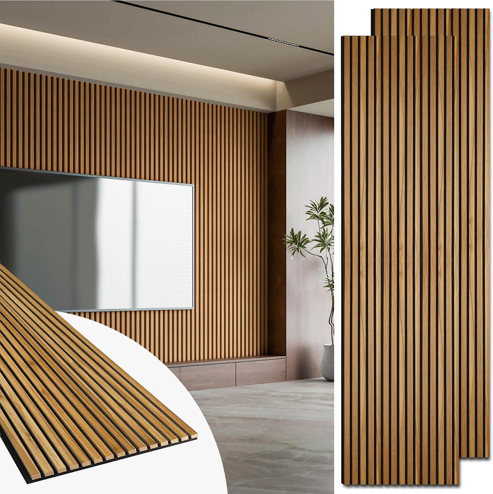 Art3d Acoustic Wood Slat Panels 94.5"x24", 2-Pack, 31sq.ft, Teak