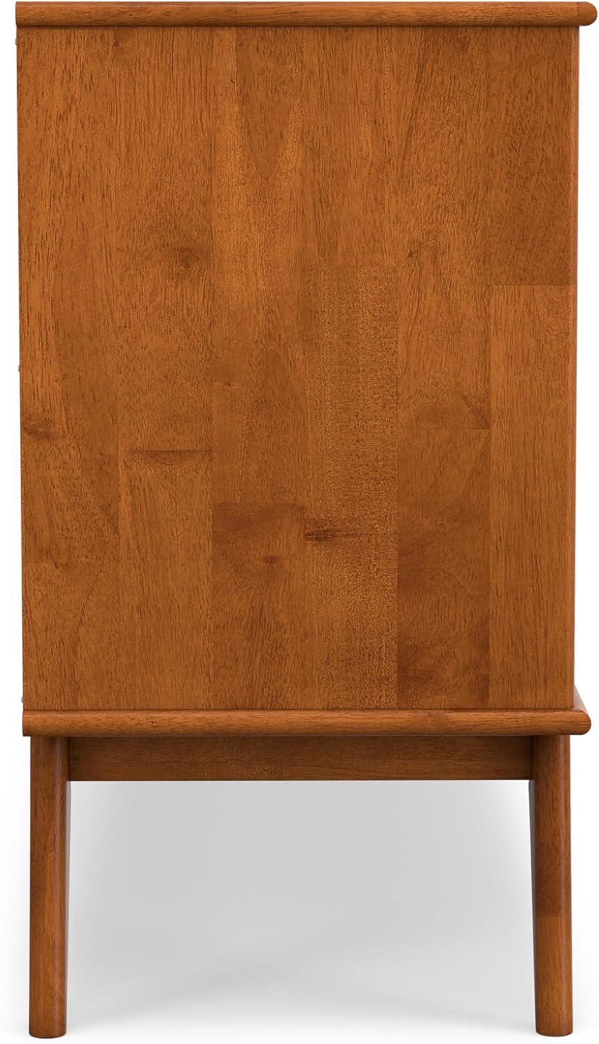 SIMPLIHOME Draper 54" Wide Solid Wood TV Stand in Teak Brown