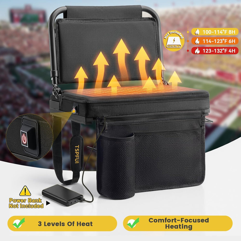 Heated Stadium Seat, Folding Chair with Back Support for Bleachers
