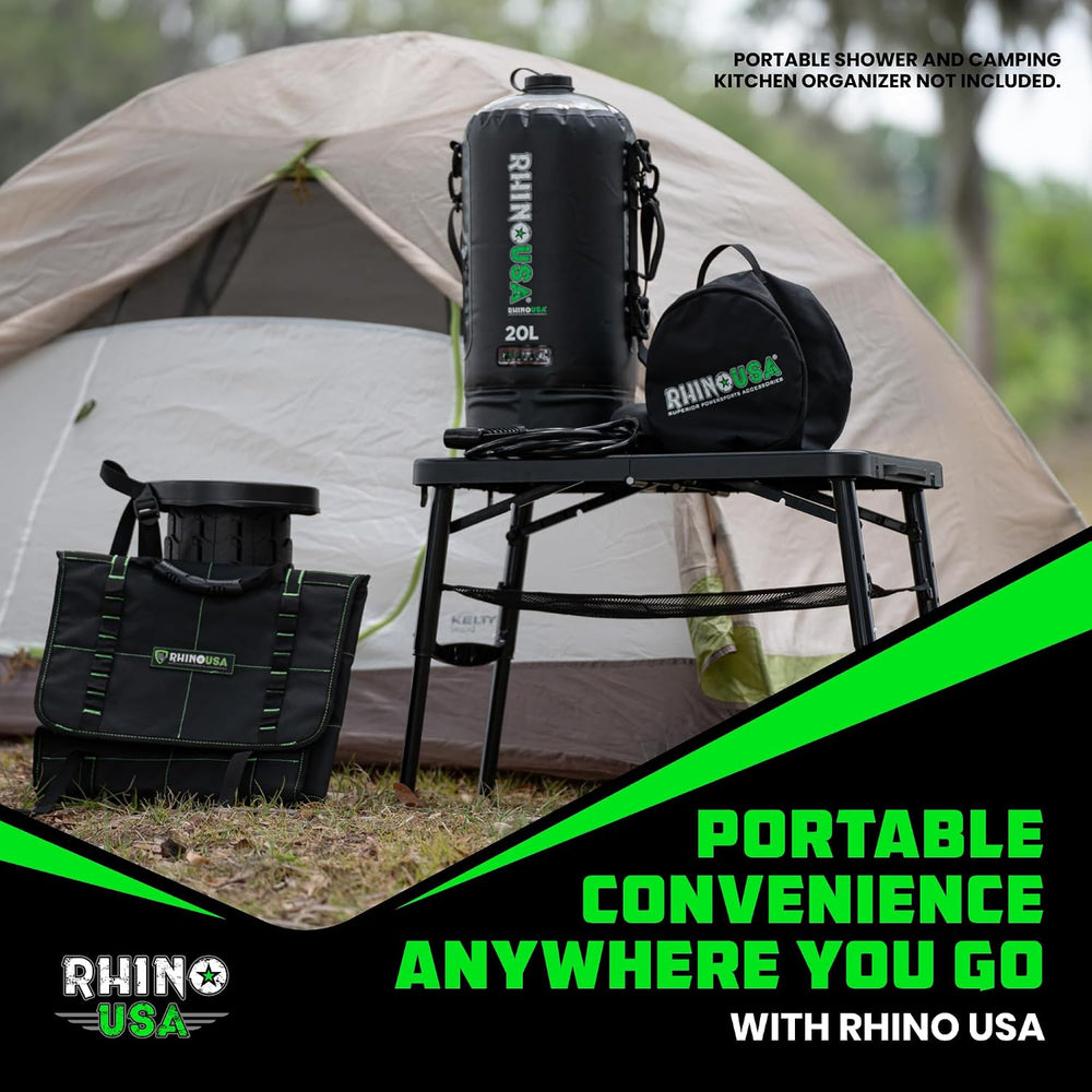 Rhino USA Folding Camping Table and Stool Set - Portable Beach Table