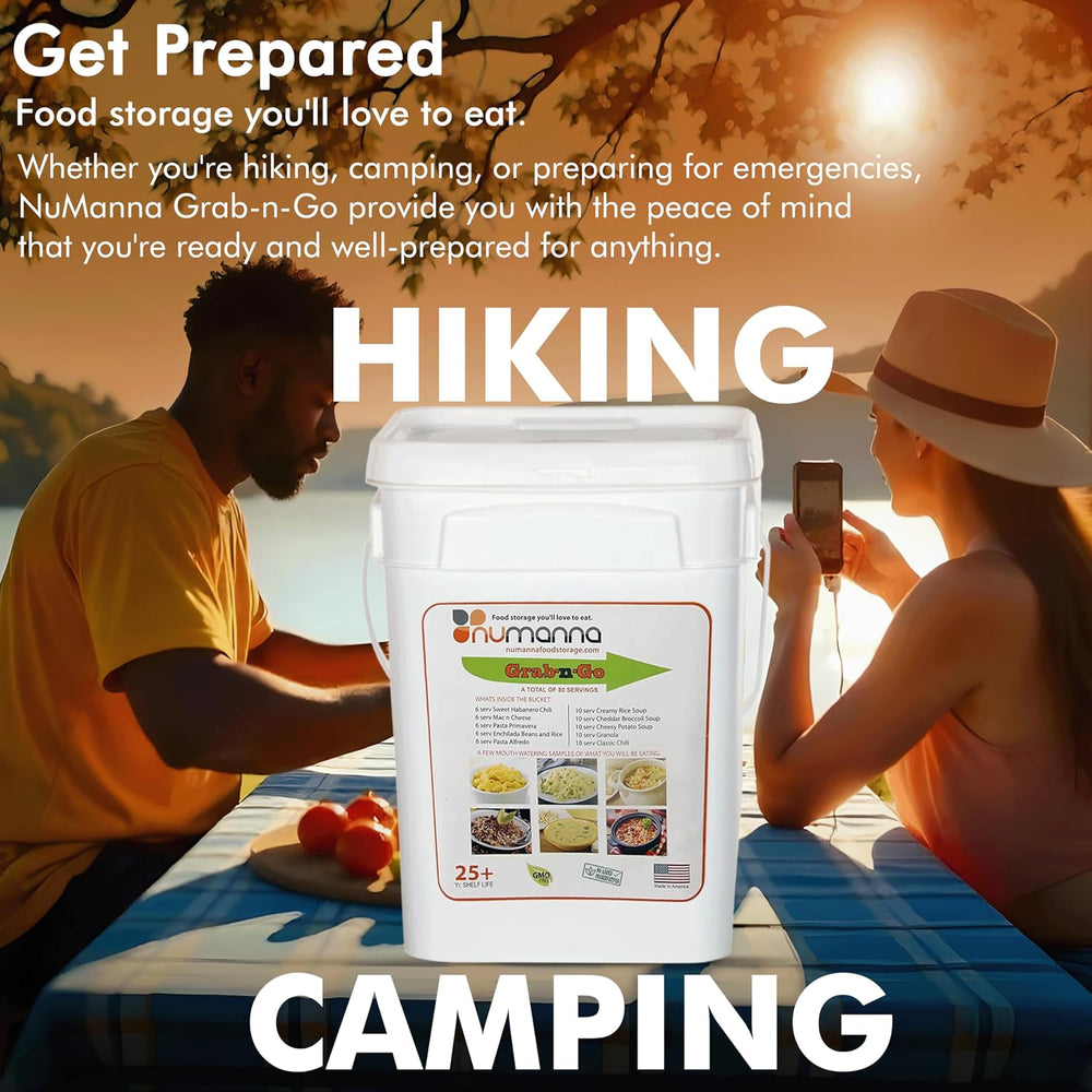 Numanna Grab-n-Go Bucket – 80 Servings, 12 lbs | Freeze-Dried Premade Meals |...