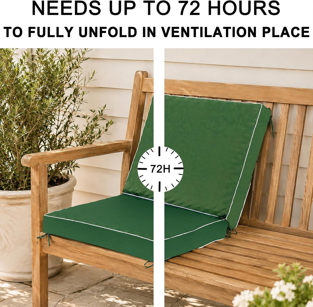 Outdoor Deep Seat Cushion Set, Green, 20x20x4, 2-Pack