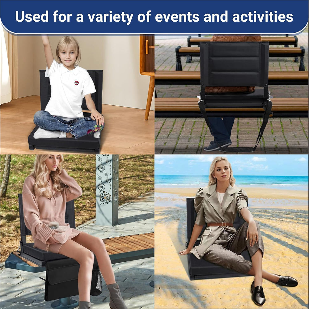 Stadium Seat for Bleachers with Back Support and Thick Padded Cushion