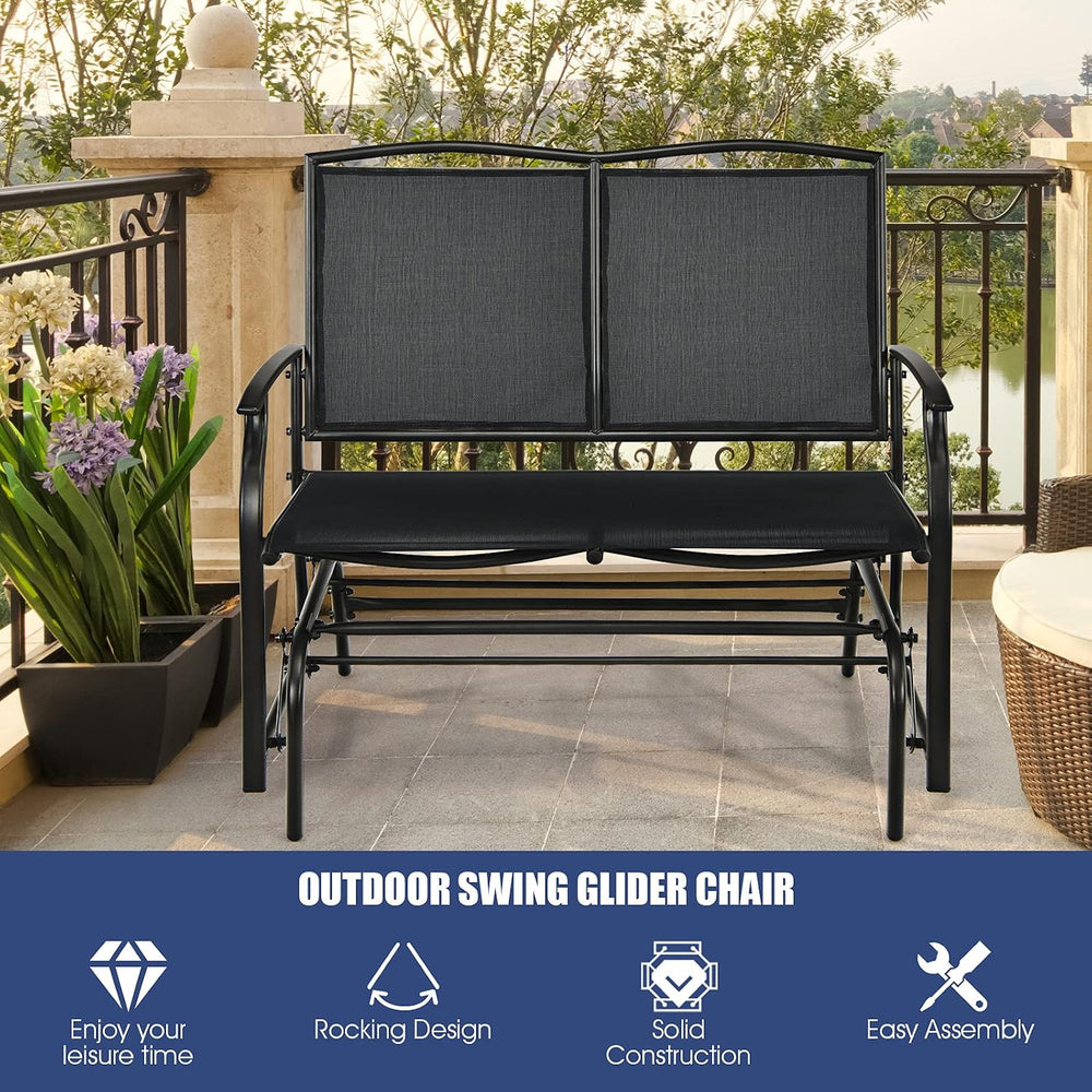 GIANTEX Patio Glider Benches for Outside, Swing Glider Chair w/Steel Frame