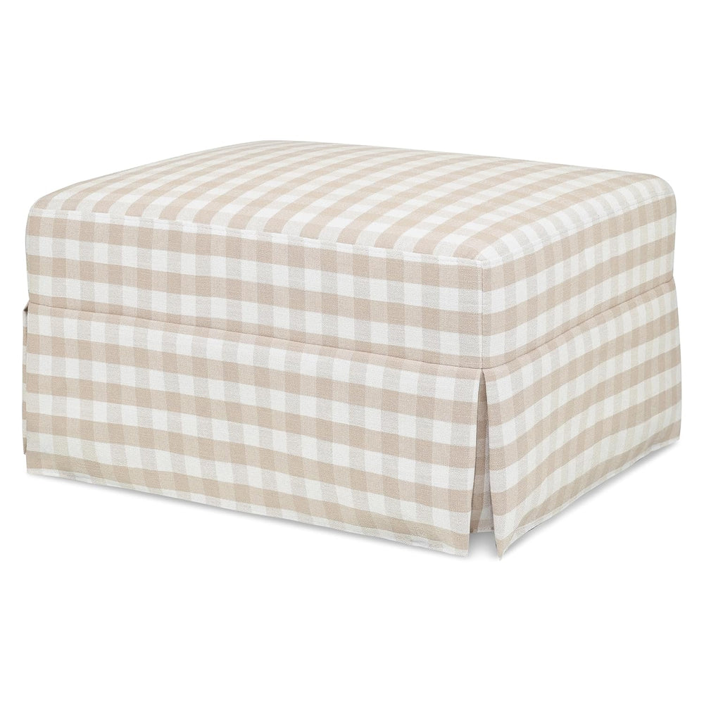 NAMESAKE Crawford Gliding Ottoman in Tan Gingham, Greenguard Gold & Certi...