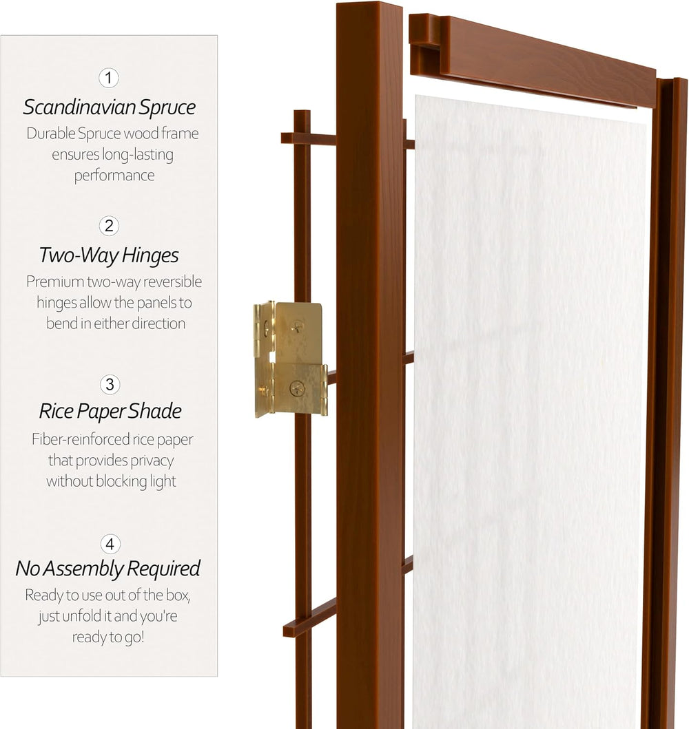 3 ft. Short Window Pane Shoji Screen - Walnut - 3 Panels