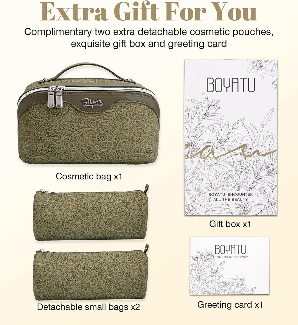 BOYATU Travel Makeup Bags Cosmetic Organizer Bag: 3 Pcs Set Large Capacity Ma...
