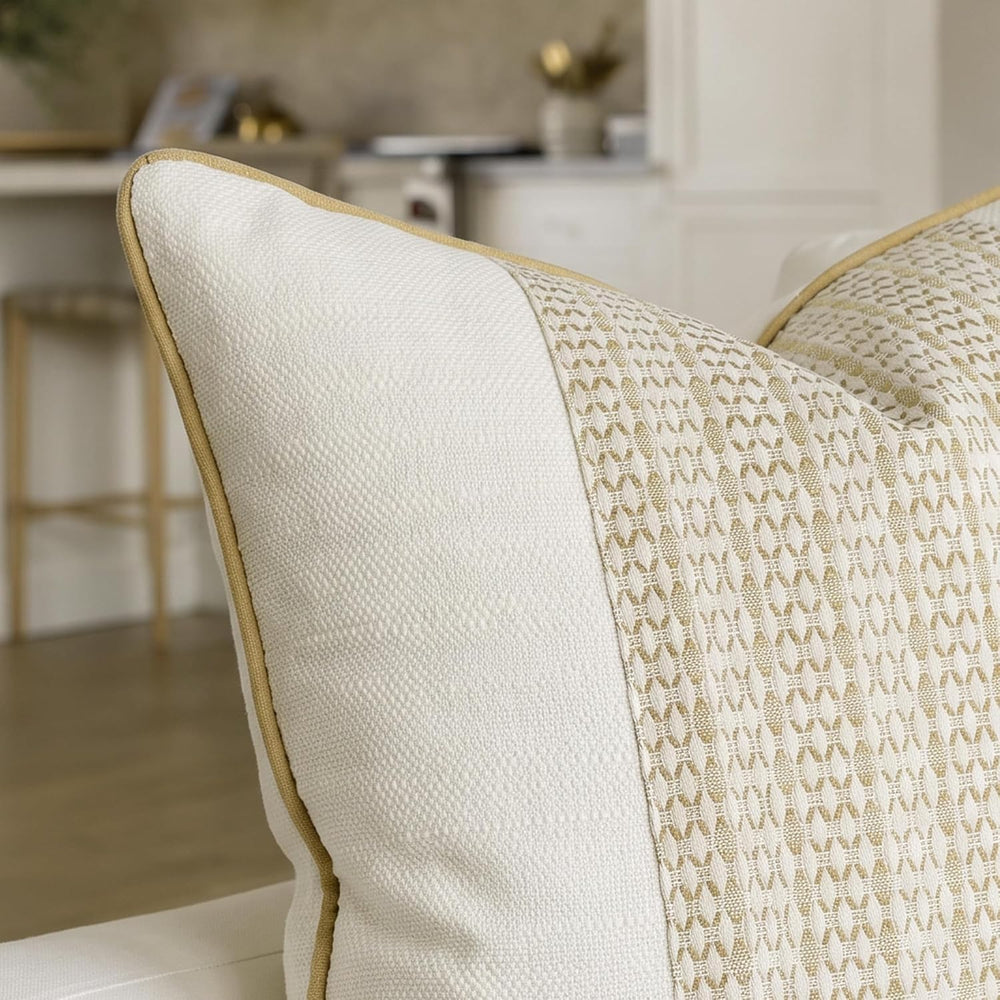 Ivory & Gold Decorative Throw Pillow Covers 20"x20"