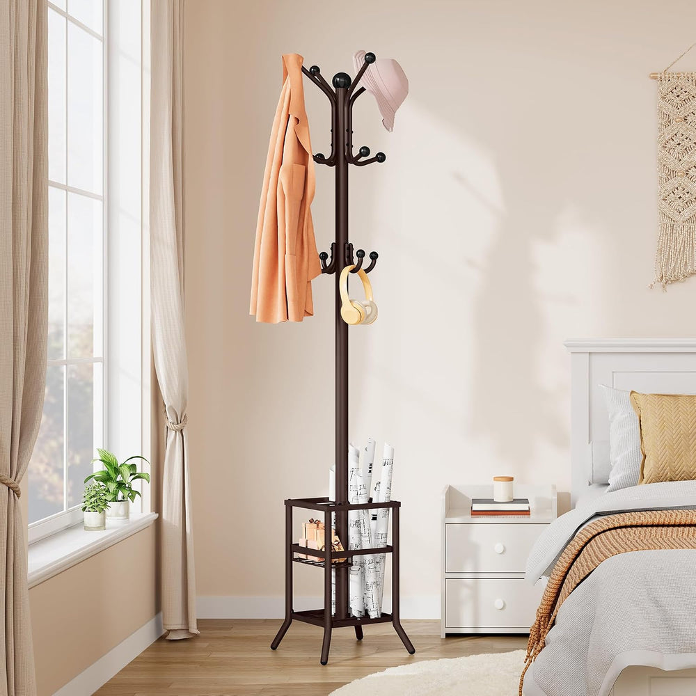FAVOOSTY Coat Rack Freestanding,Coat Rack Stand with Umbrella Holder,Metal Co...
