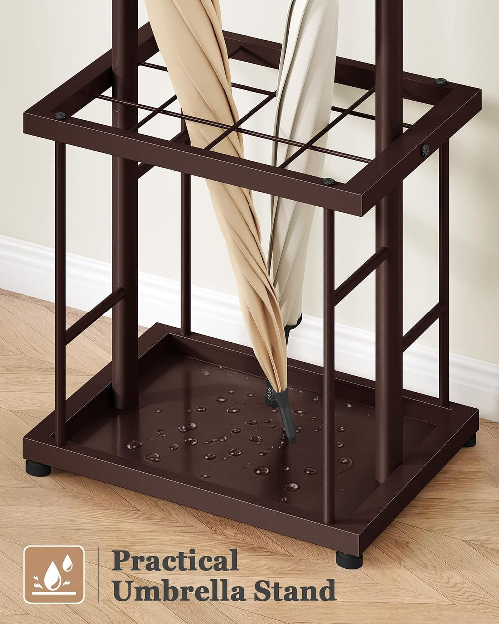 FAVOOSTY Coat Rack Freestanding with Umbrella Holder for Entryway, Bronze