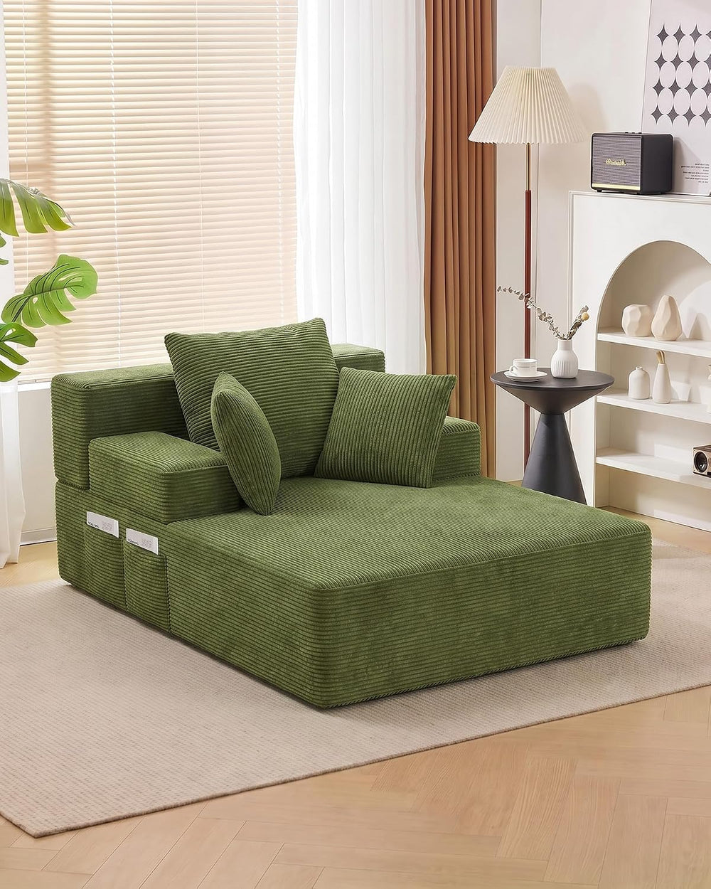 79.5" Oversized Boneless Chaise Lounge, Chaise Lounge Chair Indoor, Green