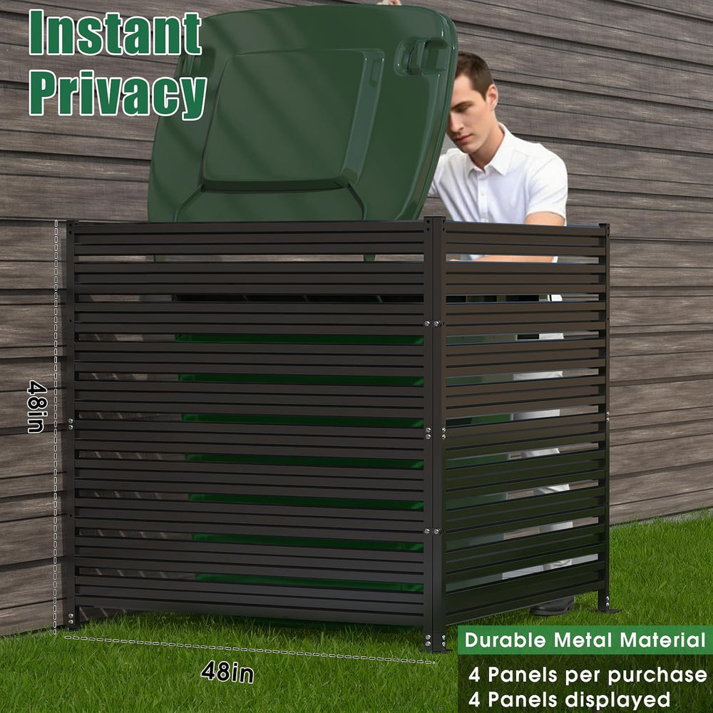 2 Panels Metal Air Conditioner Fence, 48" H x 48" W Privacy Fence P...