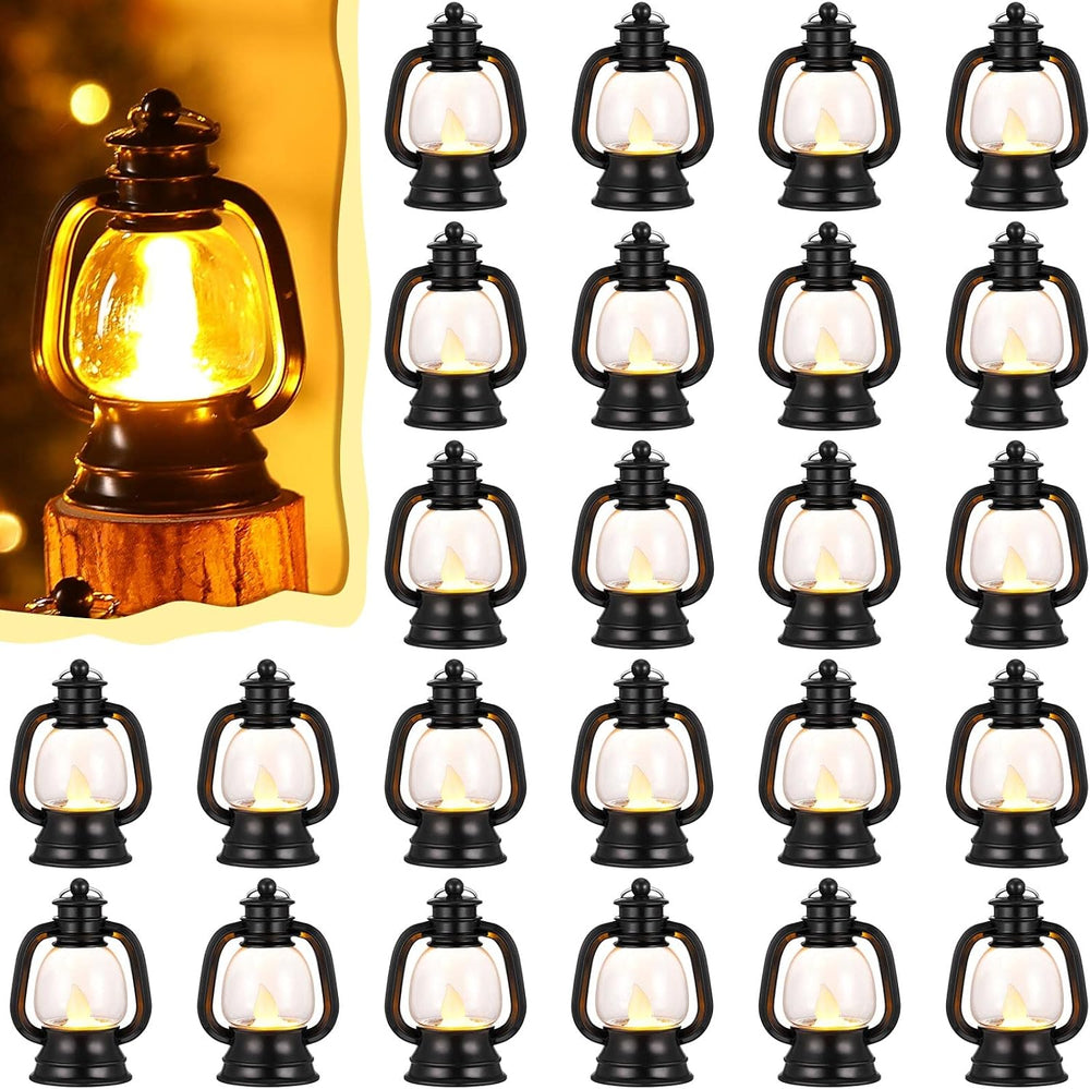 Ferraycle 24 Pcs Mini Lanterns Bulk 4 Inch Black Lamp Table Centerpieces