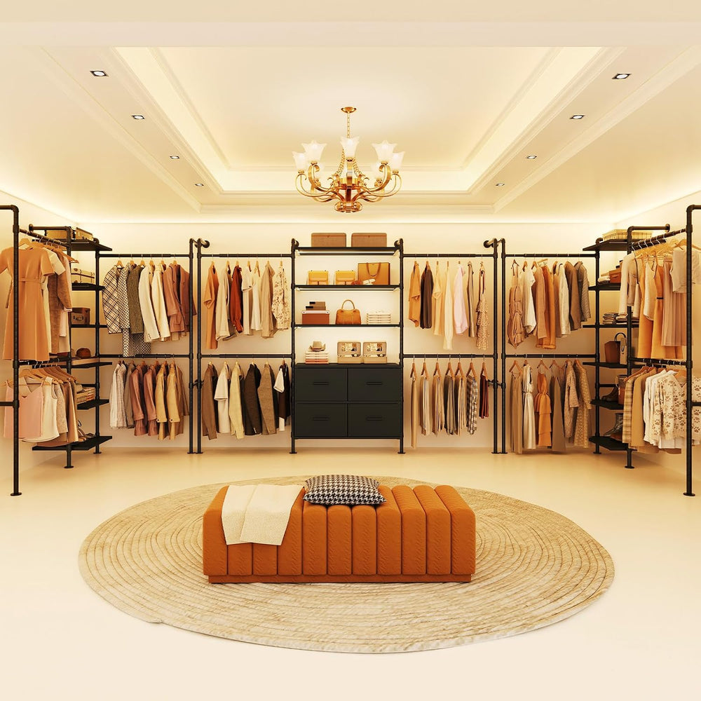ONBRILL T4 Closet System with Stepless Dimmable LED Light & Drawers, Black