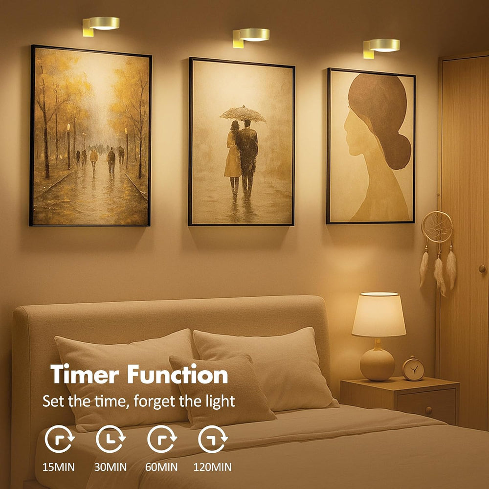 Picture Lights for Wall, Wireless Poster Lights Battery Operated, Gold