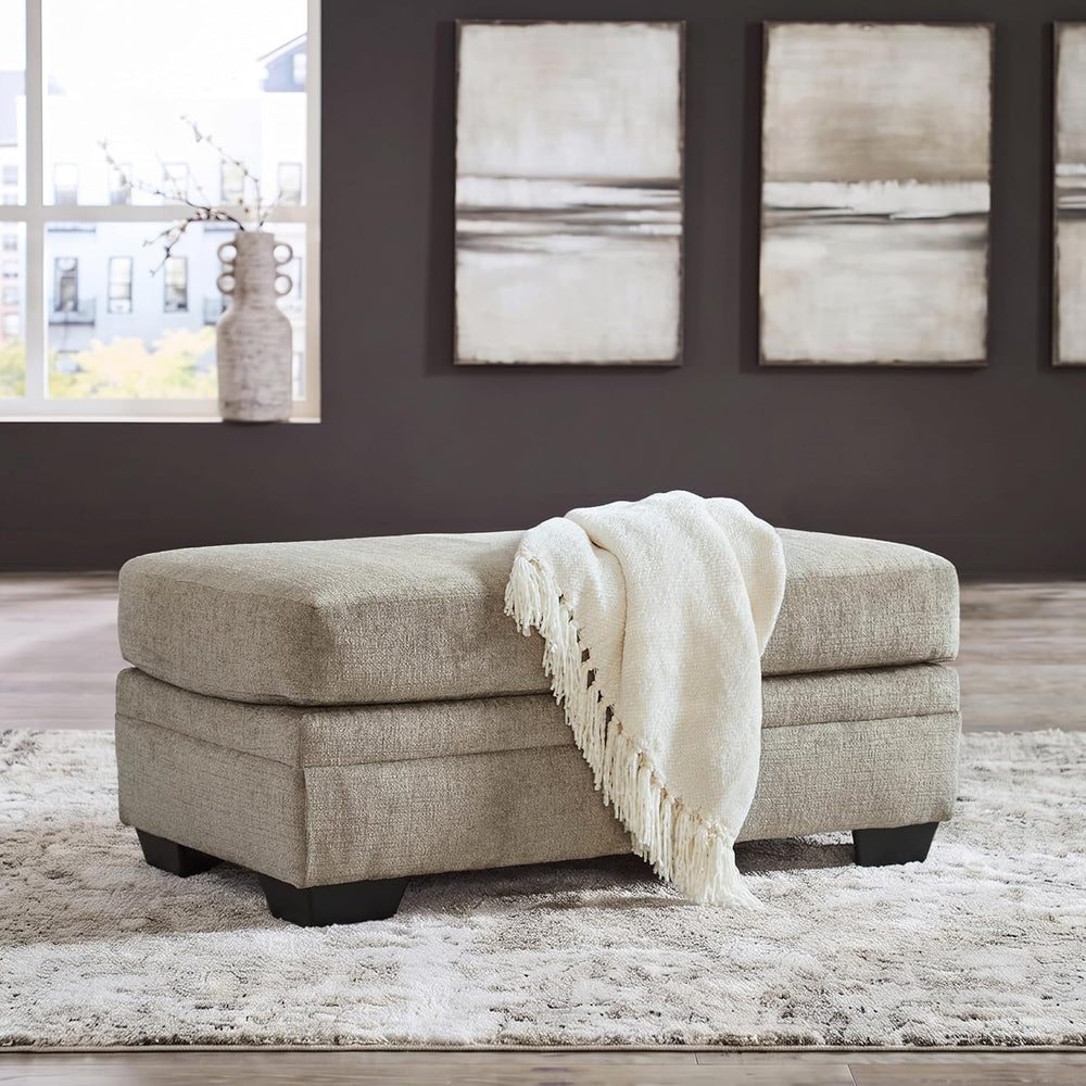 Signature Design by Ashley Stonemeade Rectangular Chenille Ottoman, Taupe