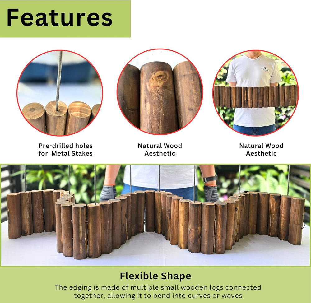 LaLaGreen Wooden Fence Panel (30x8in, 2 Pack) Flower Garden Edging Border
