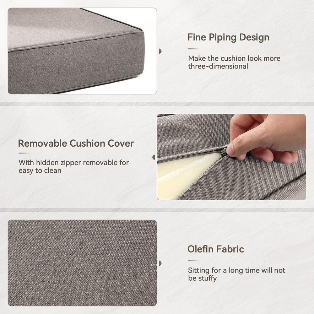 6" Thick Outdoor Cushions 22x24x6, 3-Set Deep Seat Patio Cushions with R...