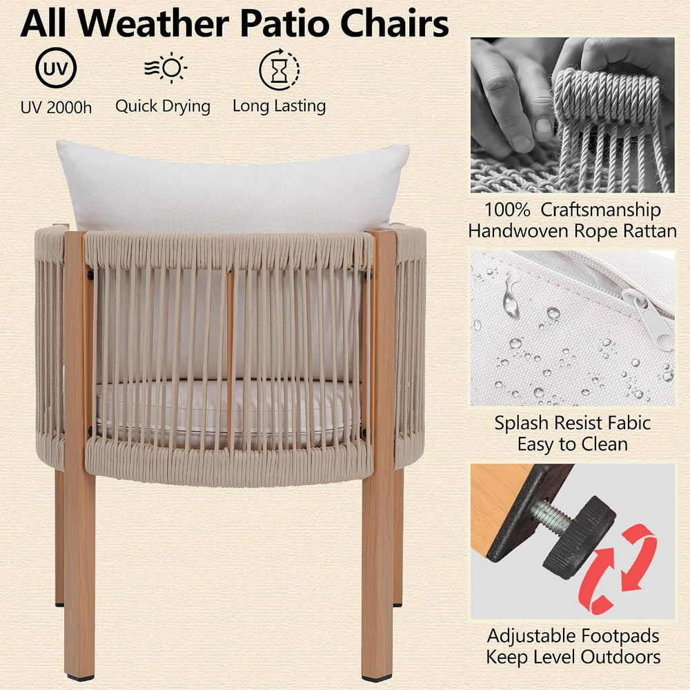 Outdoor Dining Chairs Set of 4, Wicker Patio Dining Chairs with Cushions, Met...