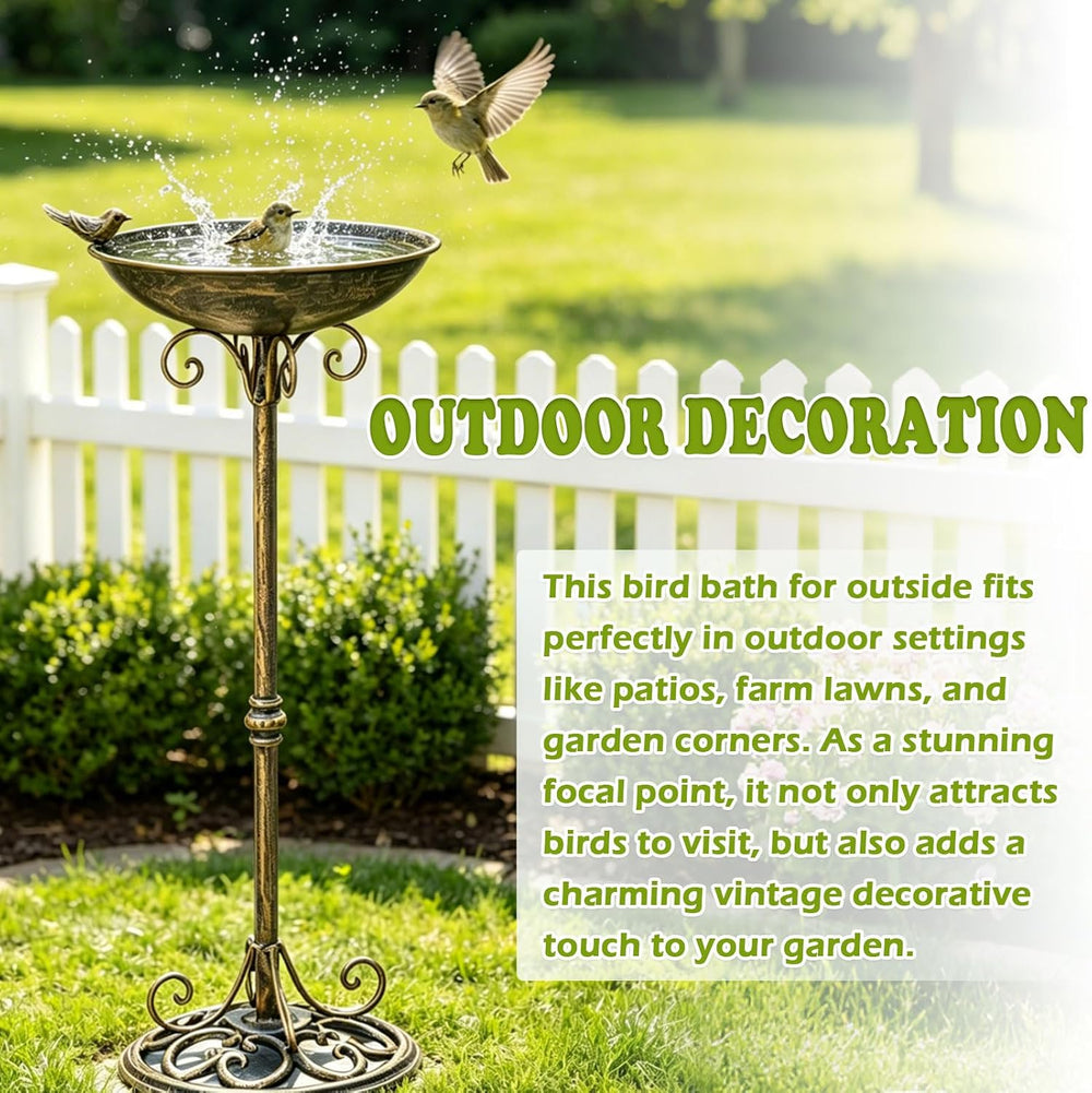 27.6" H Cast Iron BirdBaths for Outdoors,Metal Bird Bath for Outside