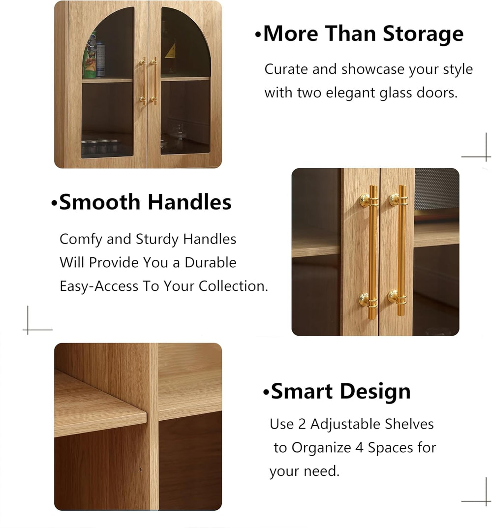 FOREST GRAVITY 31.5'' Display Sideboard Cabinet with Arched Glass Doors