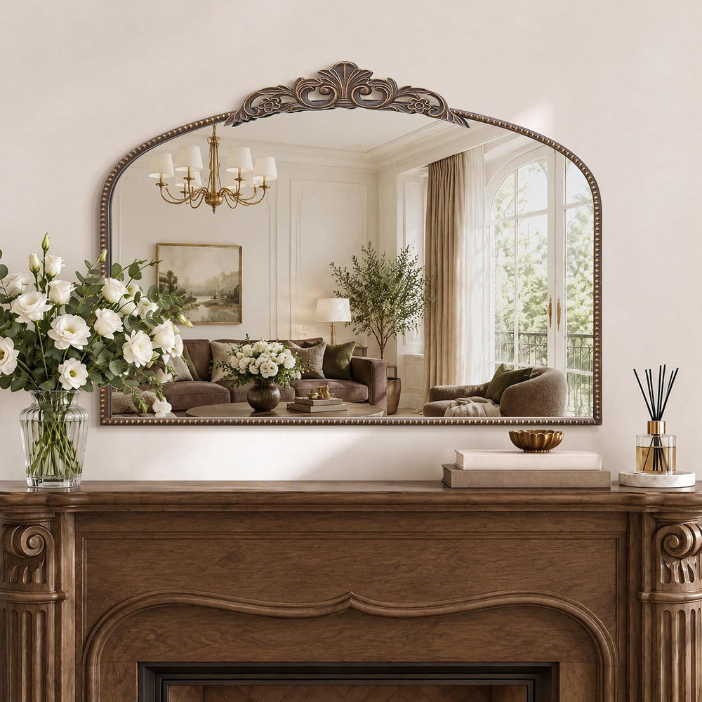 Micasso Vintage Bronze Wall Mirror: 40"x29" Baroque Antique Arched ...