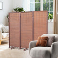 Bamboo Room Divider 3 Panel 47" H, 360°Rotating Feet Privacy Screen,Brown