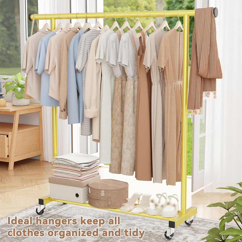 Standard Clothes Rack, Rolling 60“L Clothing Garment Rack with Wheels for Han...
