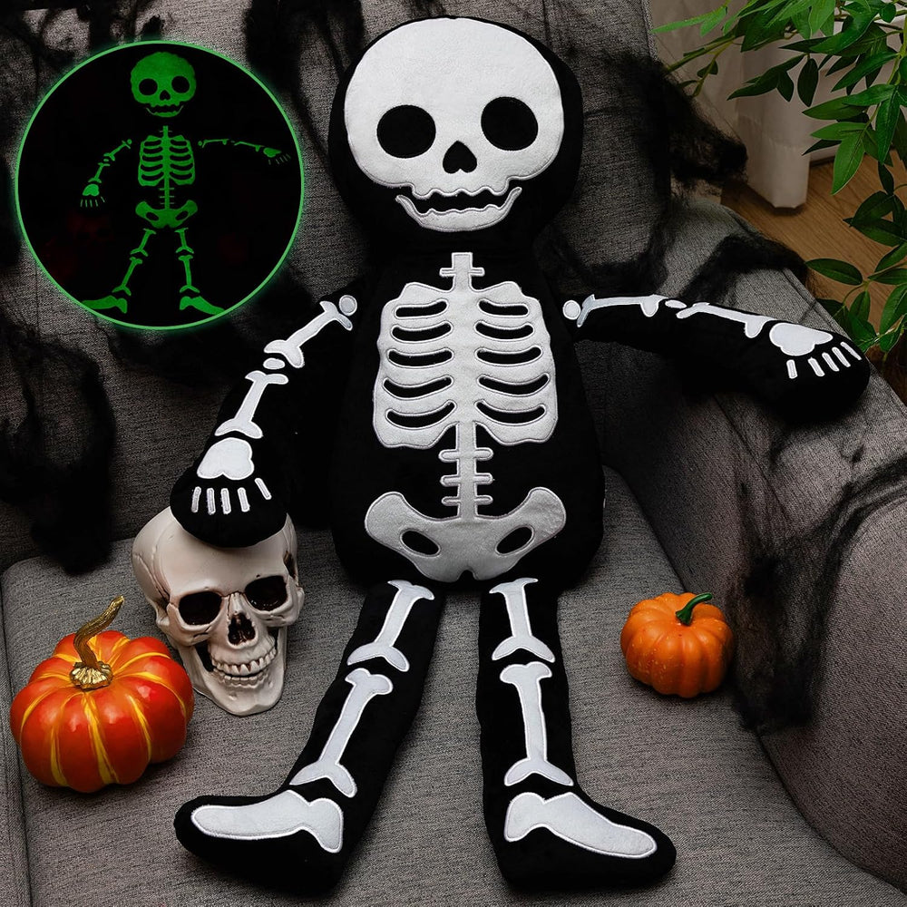 Simgoing Halloween Skeleton Plush, Glow in The Dark Skeleton Plush Pillow