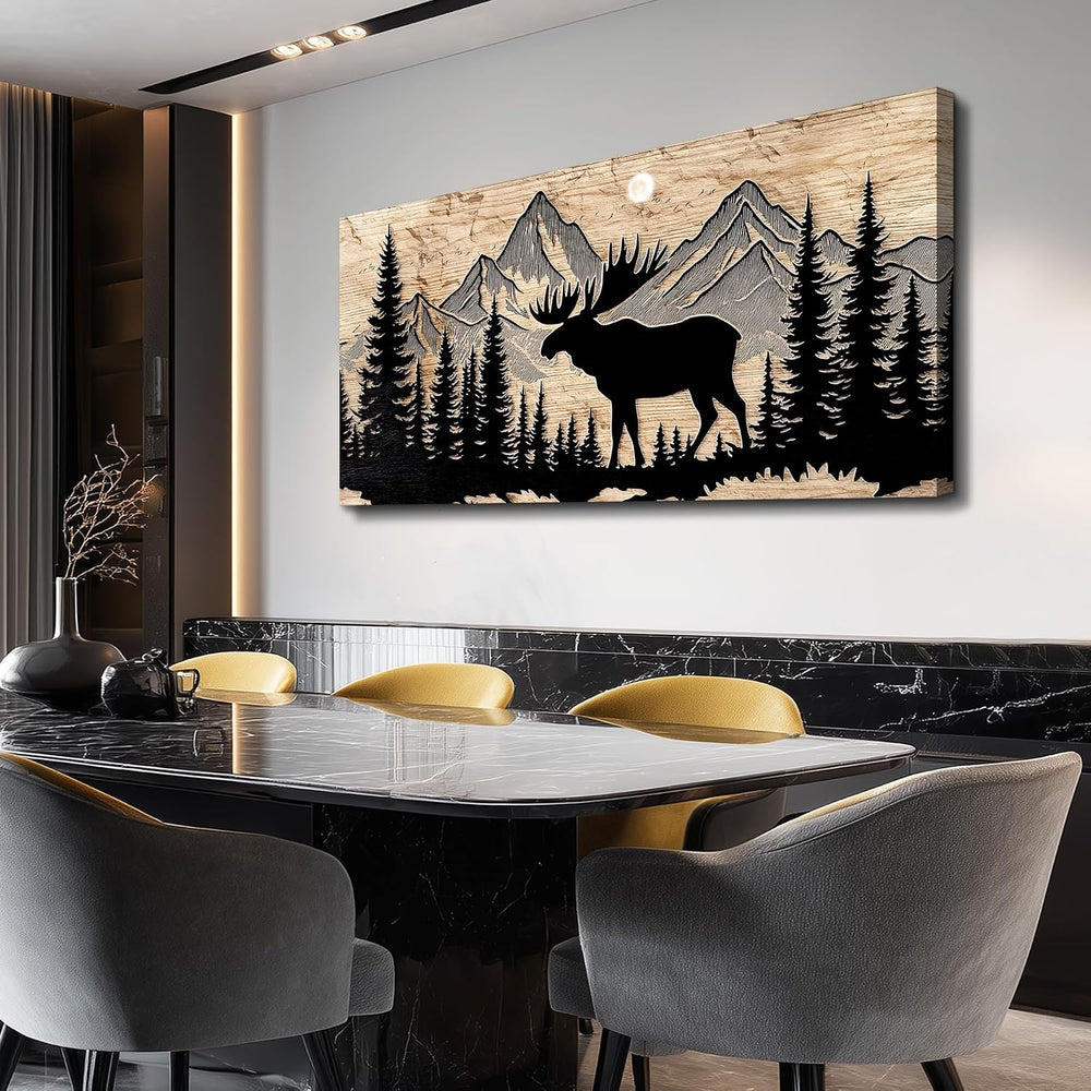 DZRWUBHS Large Wall Art For Living Room, Moose Wall Art Cabin Decor,Mountain ...