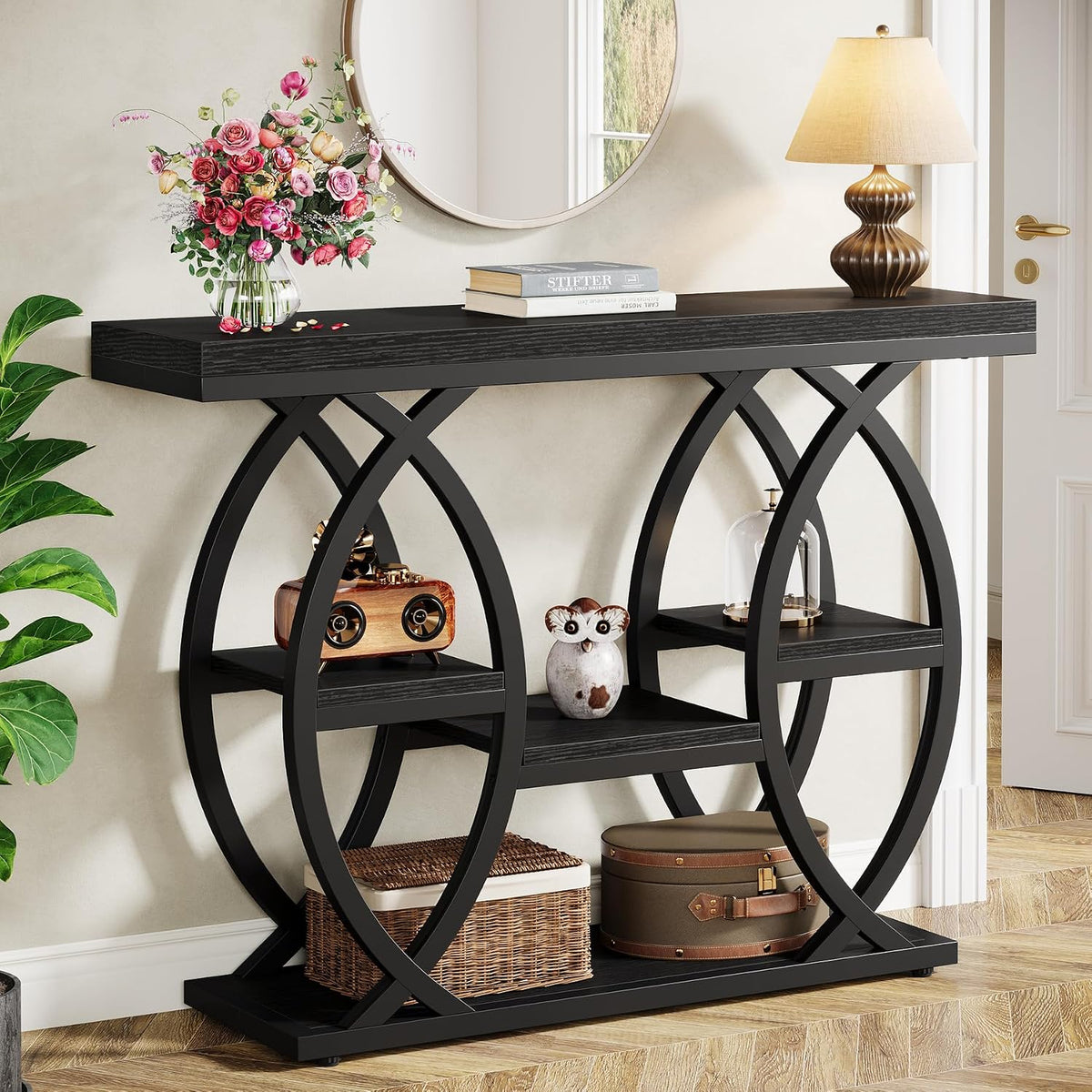 Tribesigns 39.4" Console Table, 4-Tier Sofa Table, Accent Tables, Black