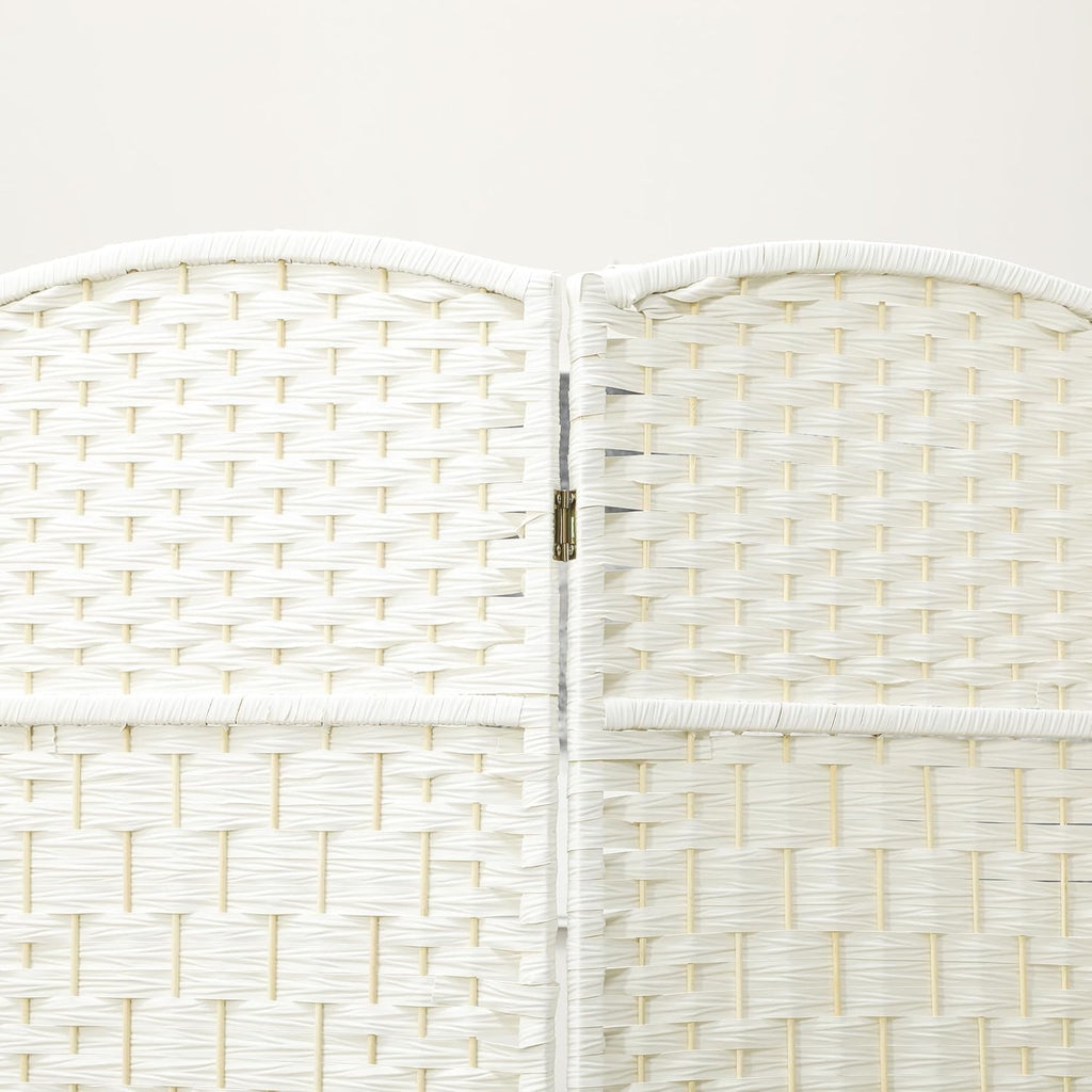 HOMCOM 4 Panel Room Divider 6 Ft Privacy Screen Hand-Woven White