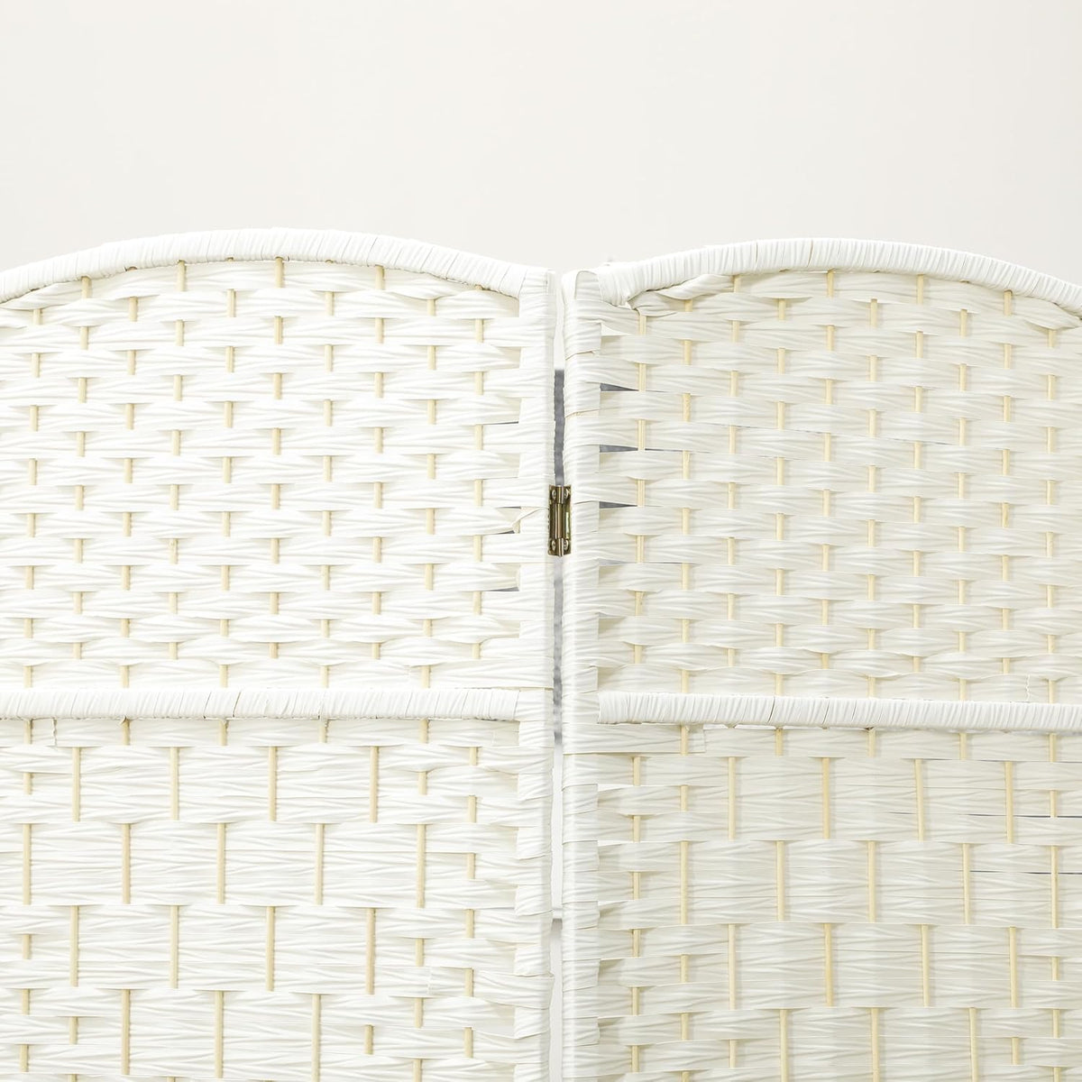 HOMCOM 4 Panel Room Divider 6 Ft Privacy Screen Hand-Woven White