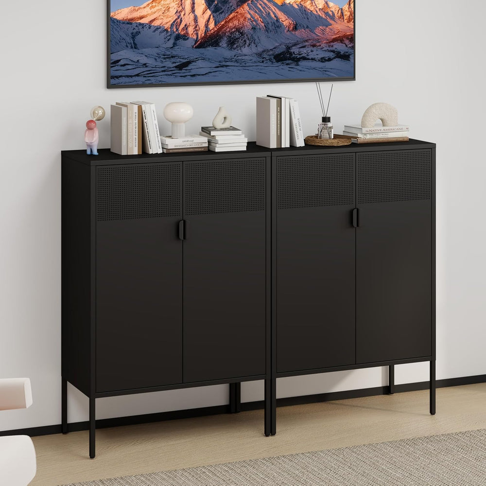 47" Metal Locker Storage Cabinet Small Buffet Sideboard Cabinets