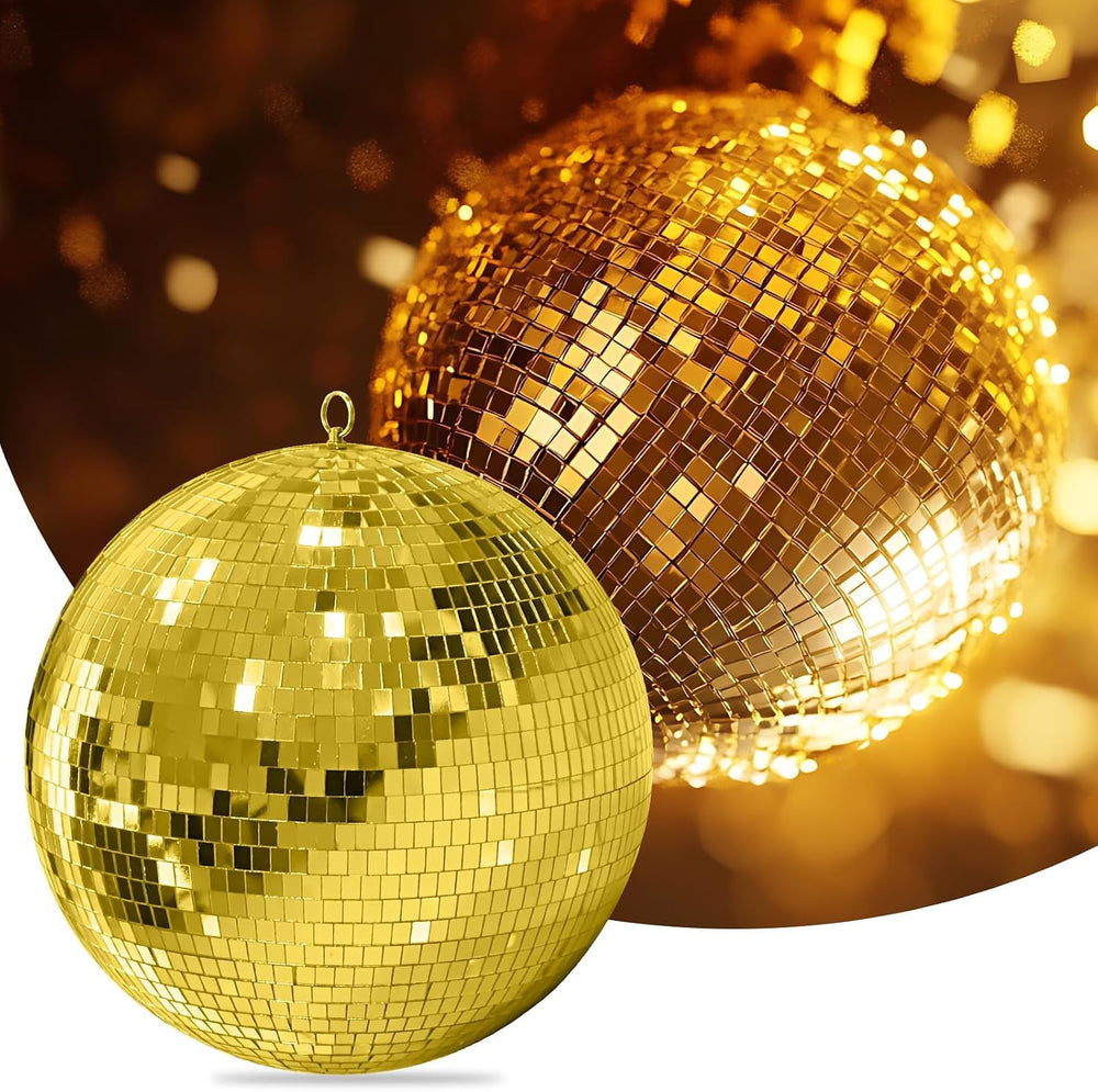 16 Inch Mirror Disco Ball lamp, Gold 16" Disco Ball Halloween Decor