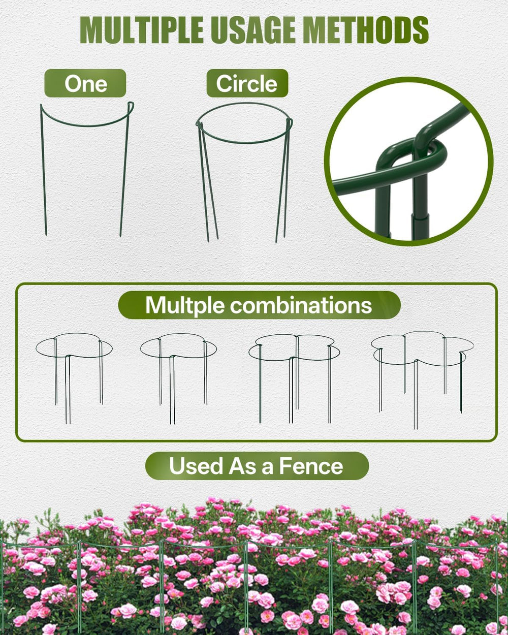 12 Pack 24 Inch Metal Plant Support Stakes for Outdoor Plants and Flowers