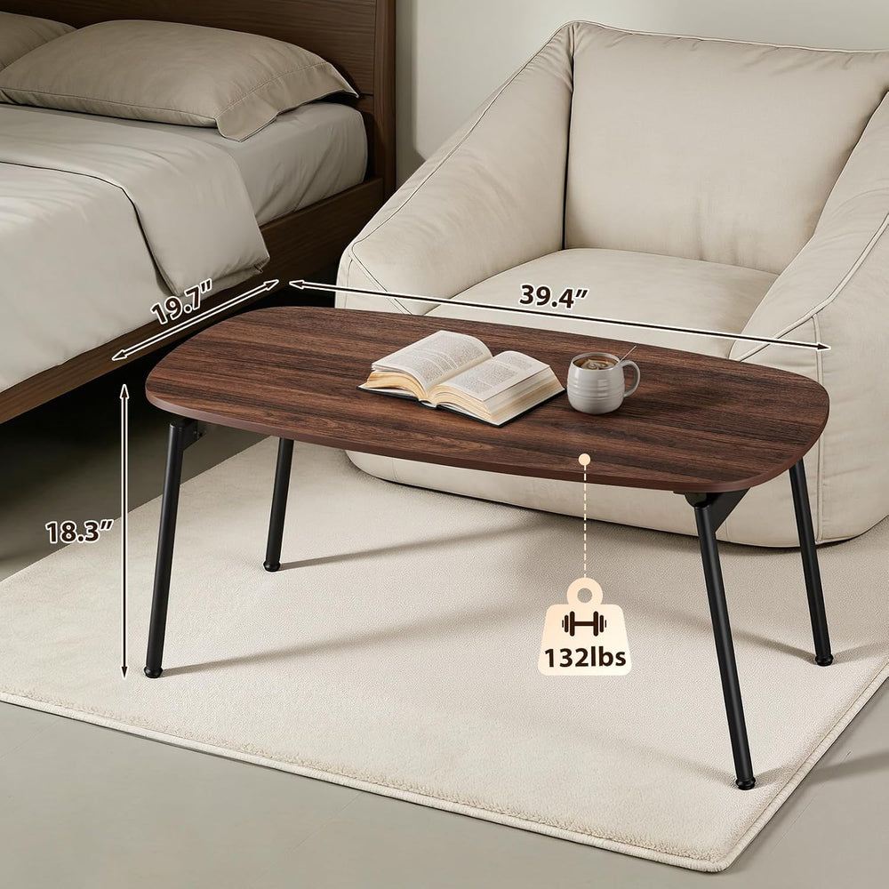 VINGLI 39.4" Folding Coffee Table Small, No Assembly Needed, Walnut
