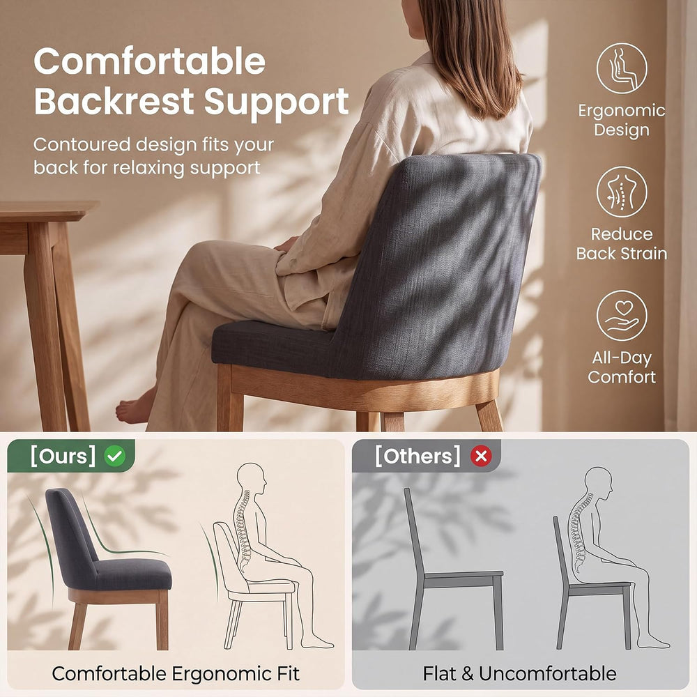 Charcoal Linen Dining Chairs Set of 6, Soft Upholstered Dining Room Chairs