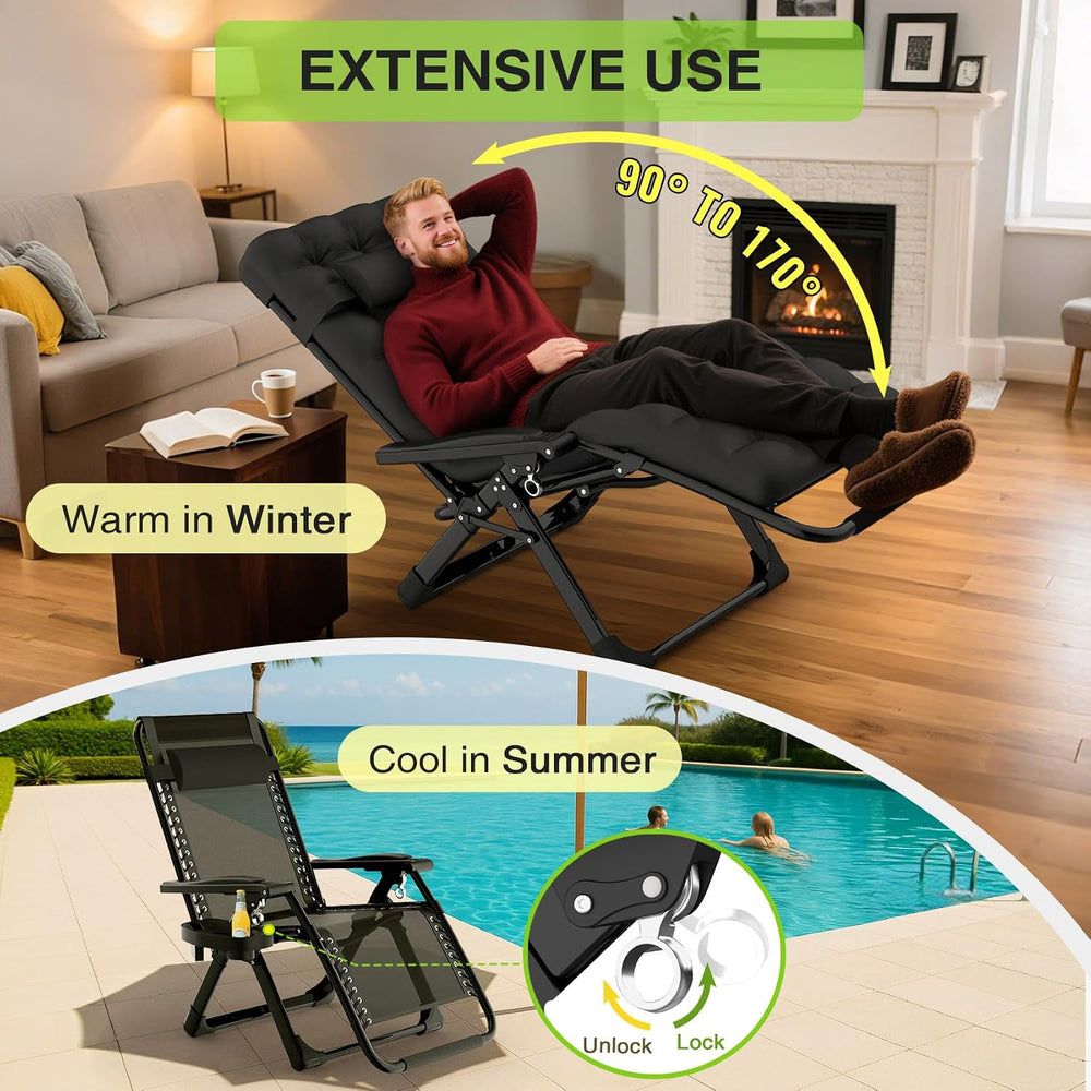 Suteck Zero Gravity Chair, Reclining Camping Chairs w/Removable Cushion