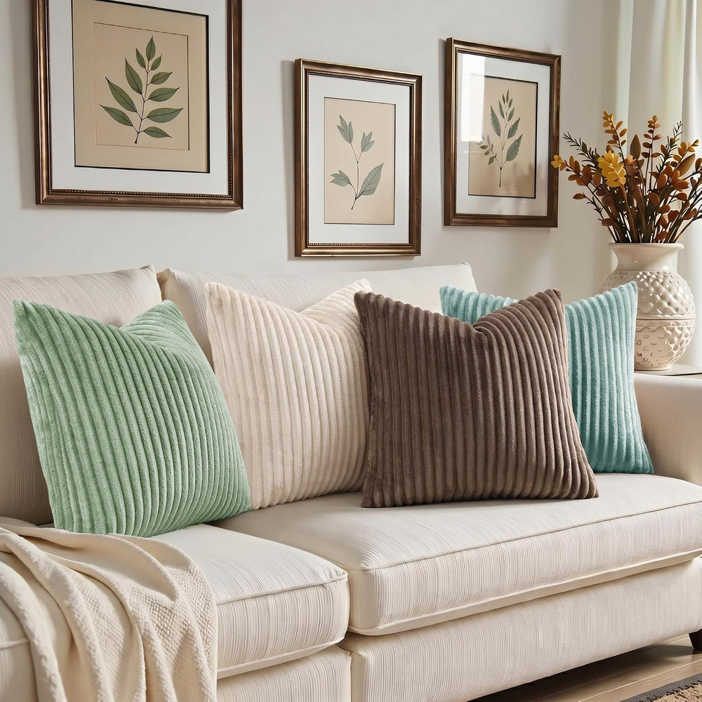 Simmore Fall Soft Sage Green Flannel Throw Pillow Covers 26X26 Set of 2