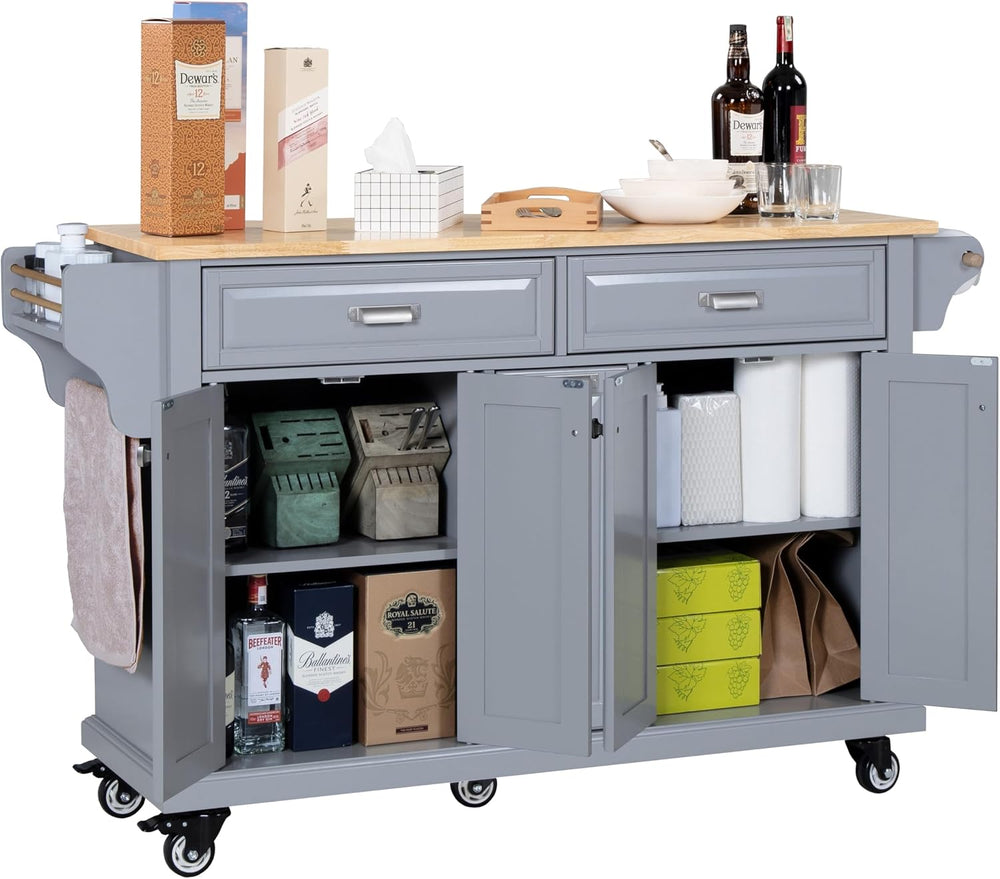 Cambridge Mobile Kitchen Island on Wheels with Storage and Wood top, Rolling ...