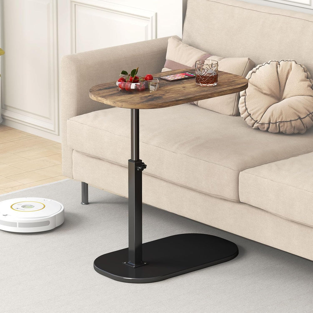 C Shaped Side Table, Adjustable Height C Shaped End Table, 360°Swivel Couch S...