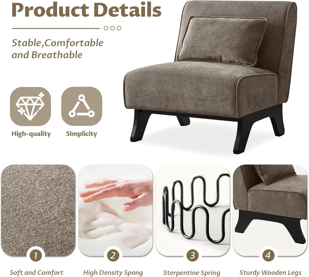 Armless Accent Chairs Set of 2 Upholstered Living Room Side Chairs