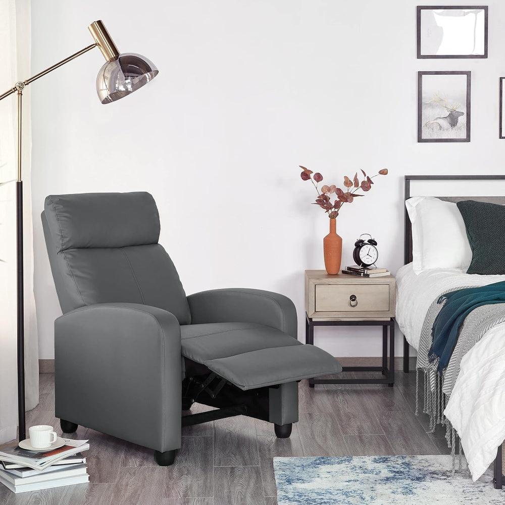 Topeakmart PU Leather Recliner Chair Home Theater Seating Gray