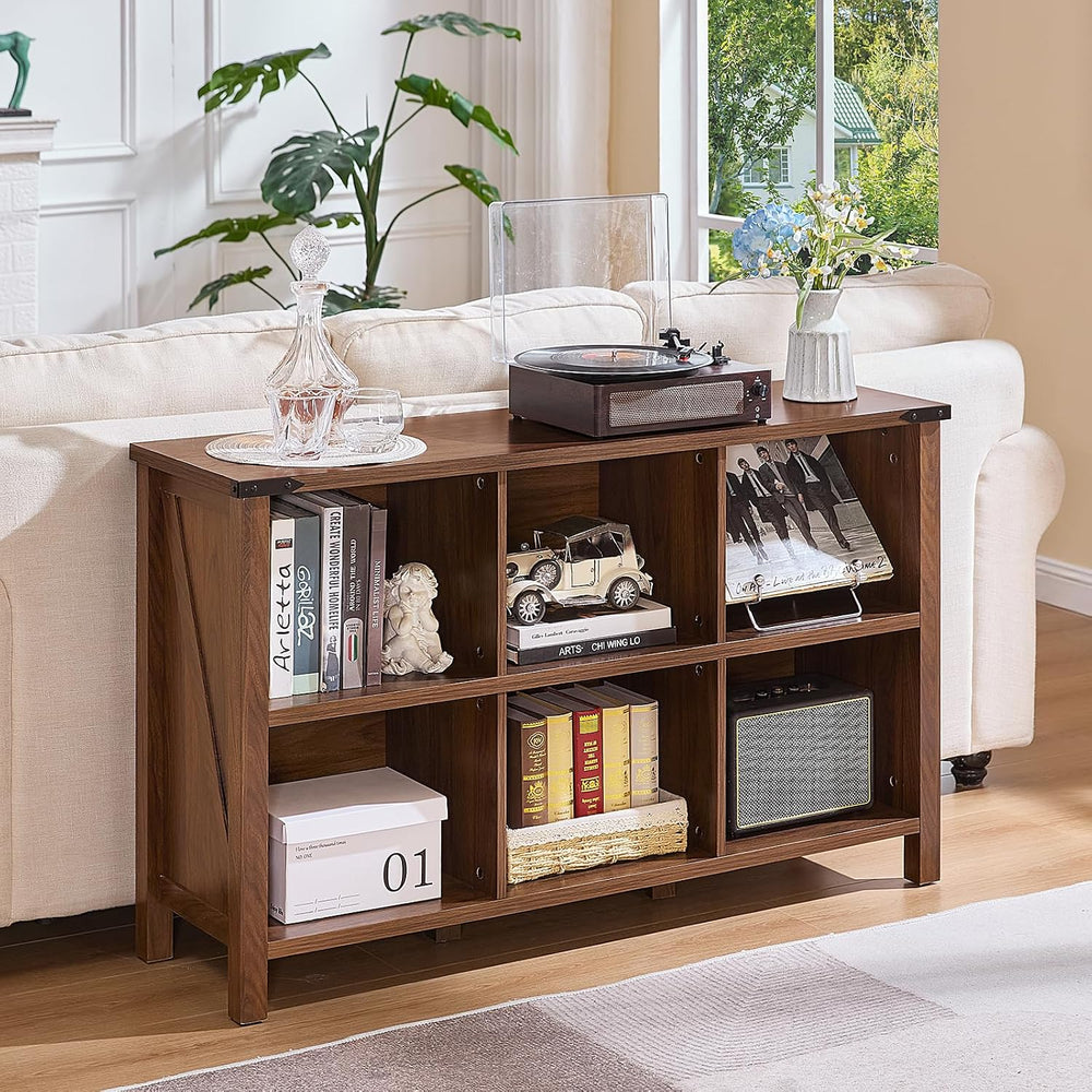 Joaxswe Farmhouse 6 Cube Book Shelf, Wood 3 Tier Storage Organizer Bookshelf,...