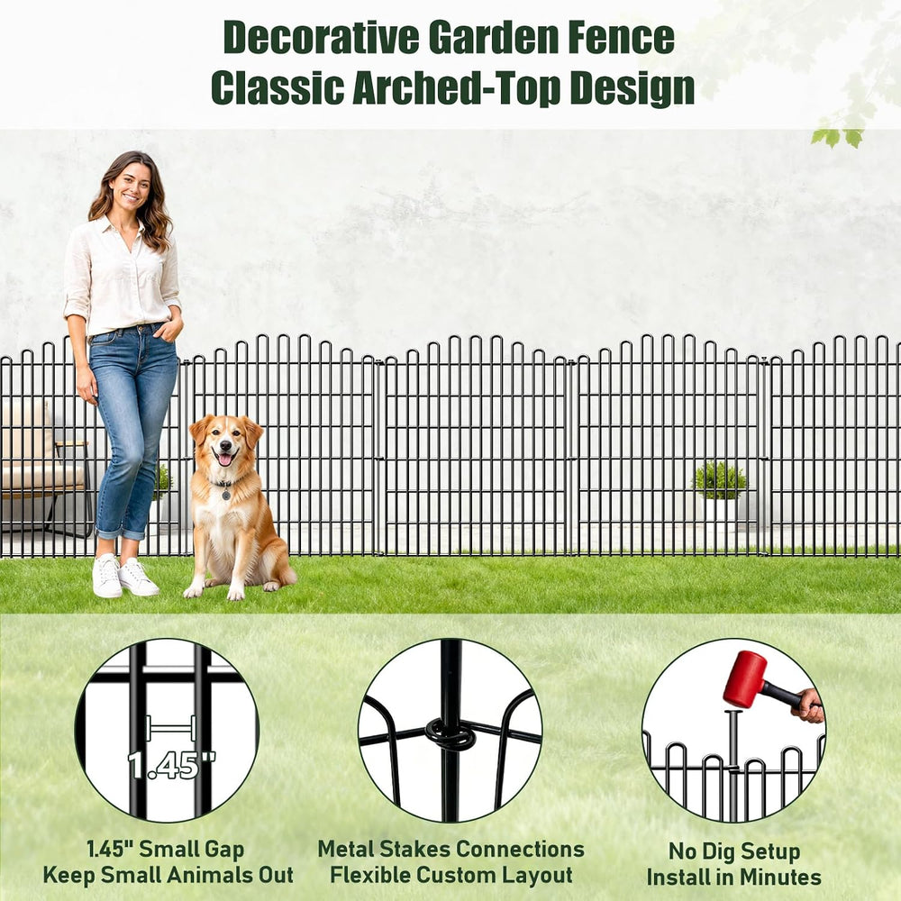 15 Panels No Dig Decorative Garden Fence, Dog Fence Outdoor for Yard