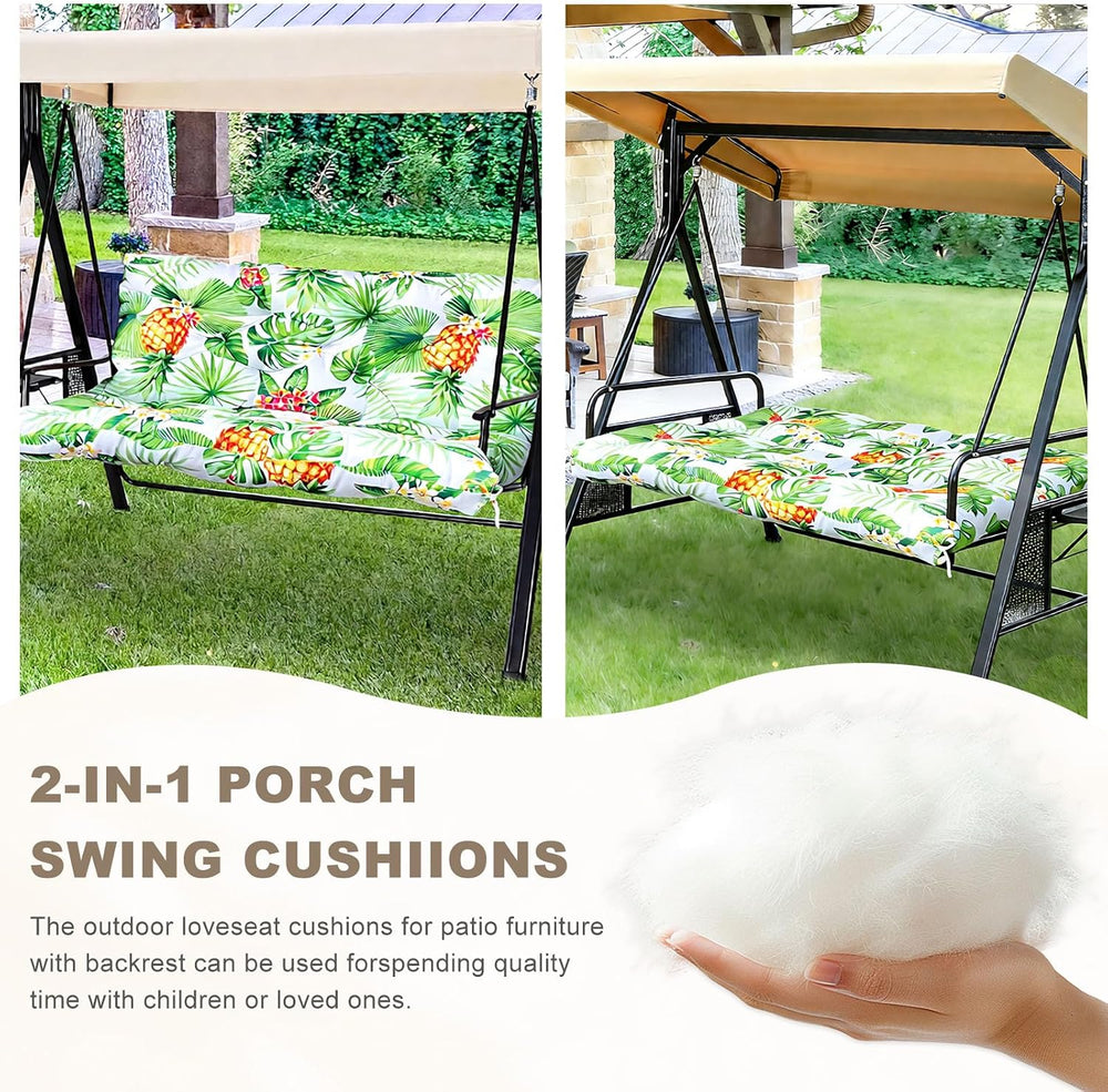 Porch Swing Cushion with Backrest,Waterproof Bench Cushion for Outdoor Furnit...