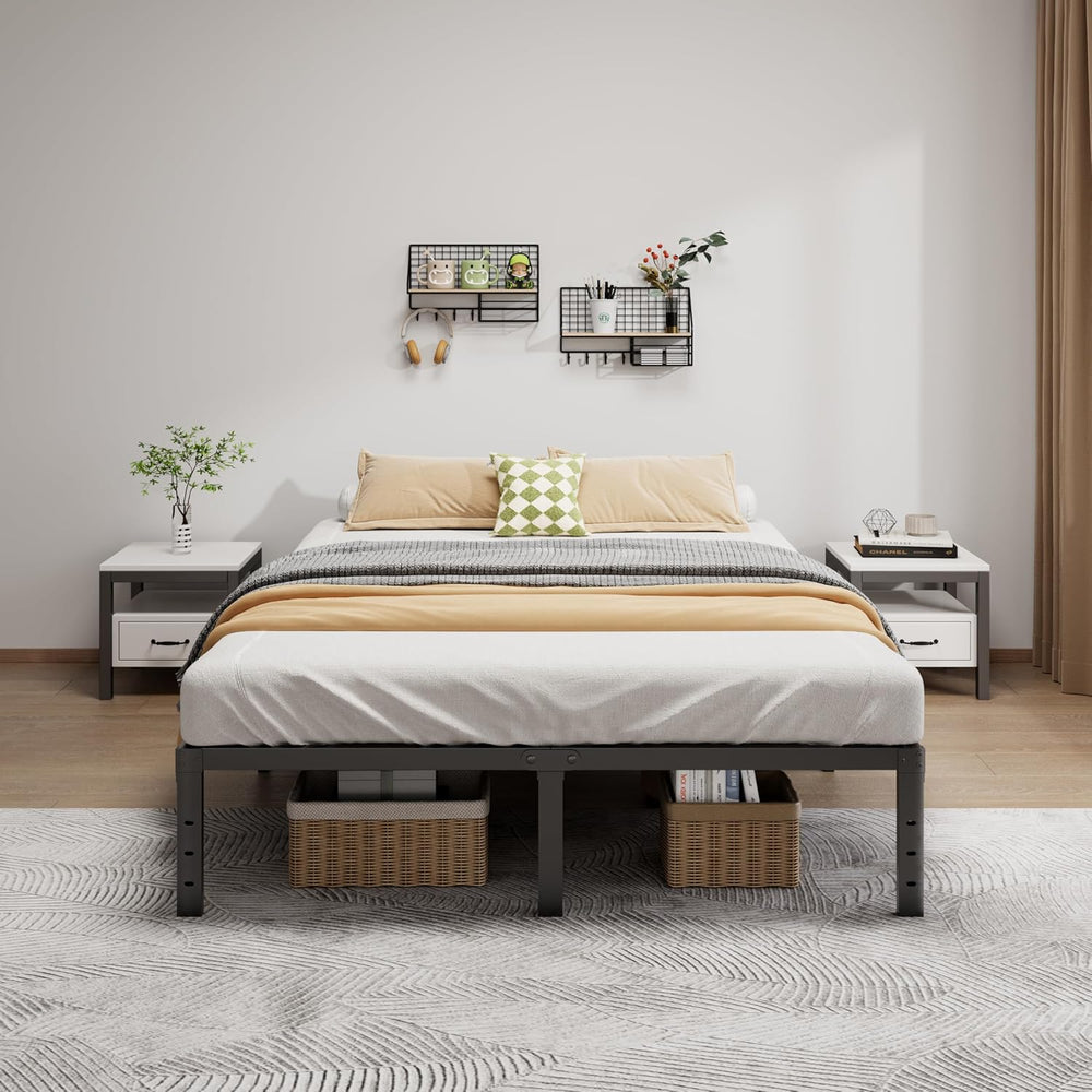 Full Size Bed Frame 14 Inch Metal Platform Bed Frames with Underbed Storage