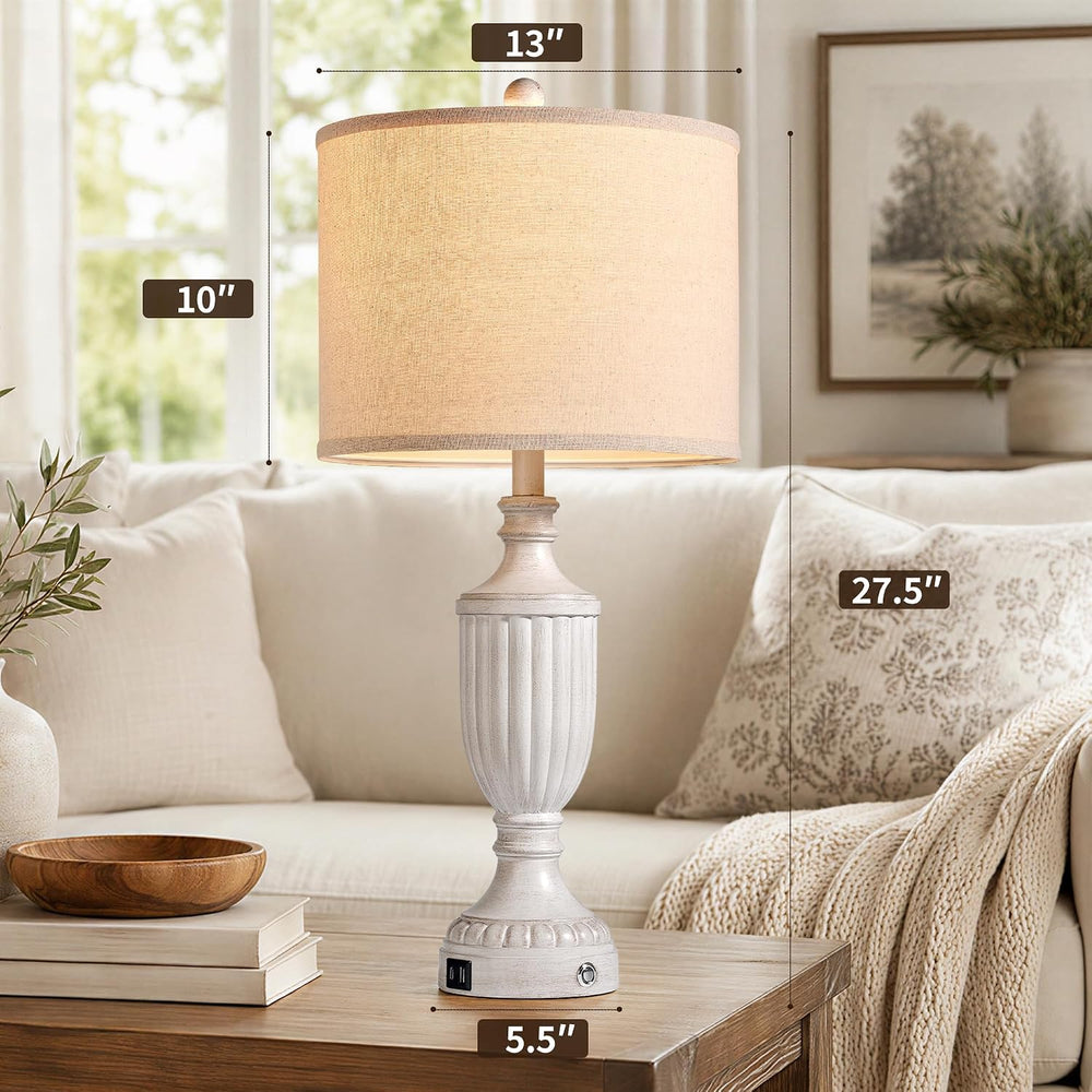 27.5" Table Lamps for Living Room Set of 2, Farmhouse Lamps for Nightsta...